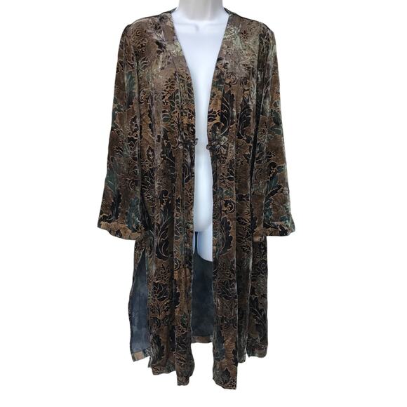 Citron Textured Velvet Robe - Duster - Iridescent and Colorful size M - Picture 10 of 14